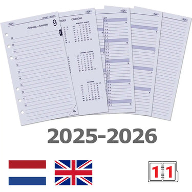 6211-25-26 170 x 95 mm Personal Planner Inserts Daily NL EN 2025 2026